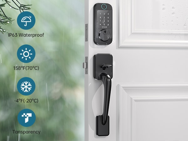 smonet fingerprint wifi smart lock-IP63 Waterproof and 158°F(70°℃)-4°F(-20°℃)