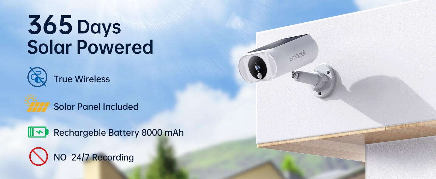 2-Smonet SC-4 Solar Security Cameras-8000mAh Battery_365-dayoperation